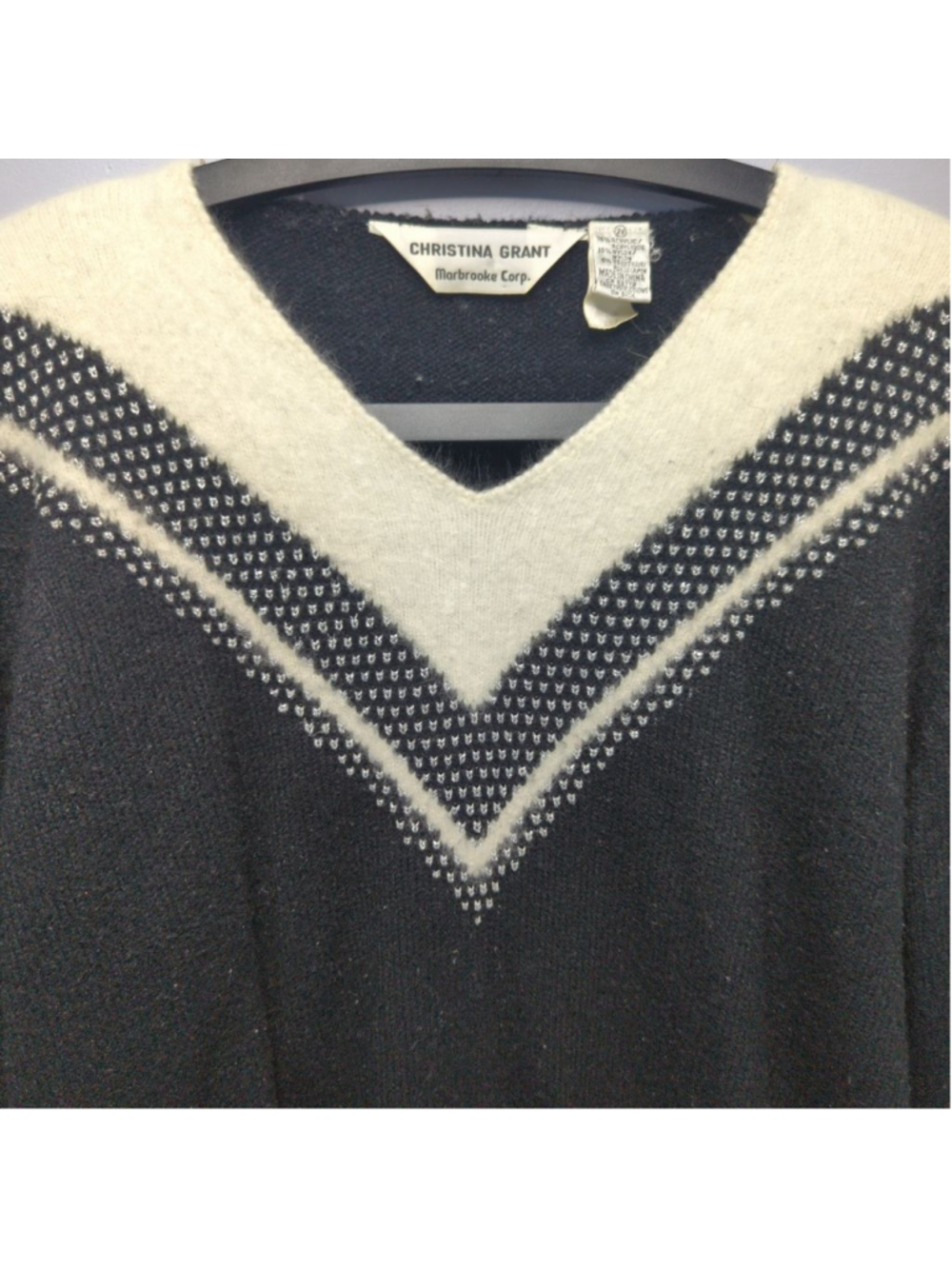 Vintage Christina Grant Angora Blend Sweater - Metallic Accents - Sz 2X - 80s - Picture 10 of 15